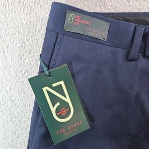$178 NEW‎ Ted Baker 100% Wool Dress Pants Men 30 R Unhemmed No Ordinary Joe Navy
